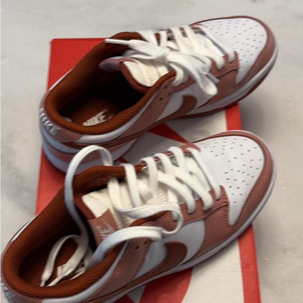 Nike Dunks White/rust red and burnt orange